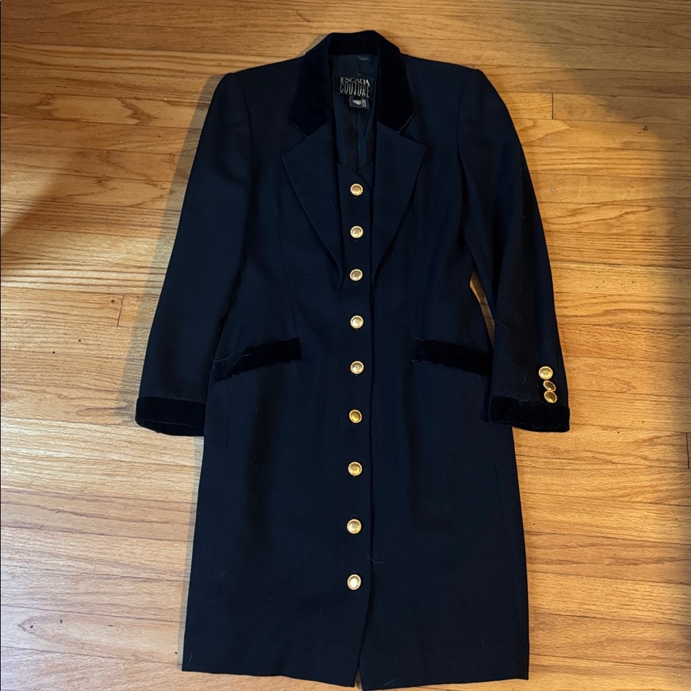 Escada Couture Black Velvet Collar Dress (38)